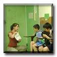 ESL Teacher Katy with her English students