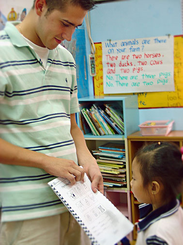 English Teacher Steven in the classroom with his students
