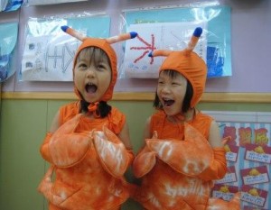 Casey and Dan Kindergarten Students Dressed as Lobsters