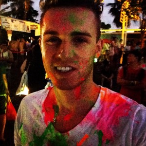 Hayden covered in paint