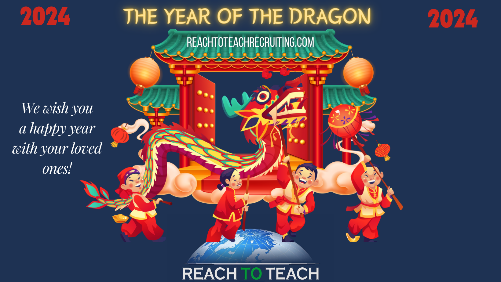 Lunar New Year banner image from Reach To Teach featuring the Dragon.