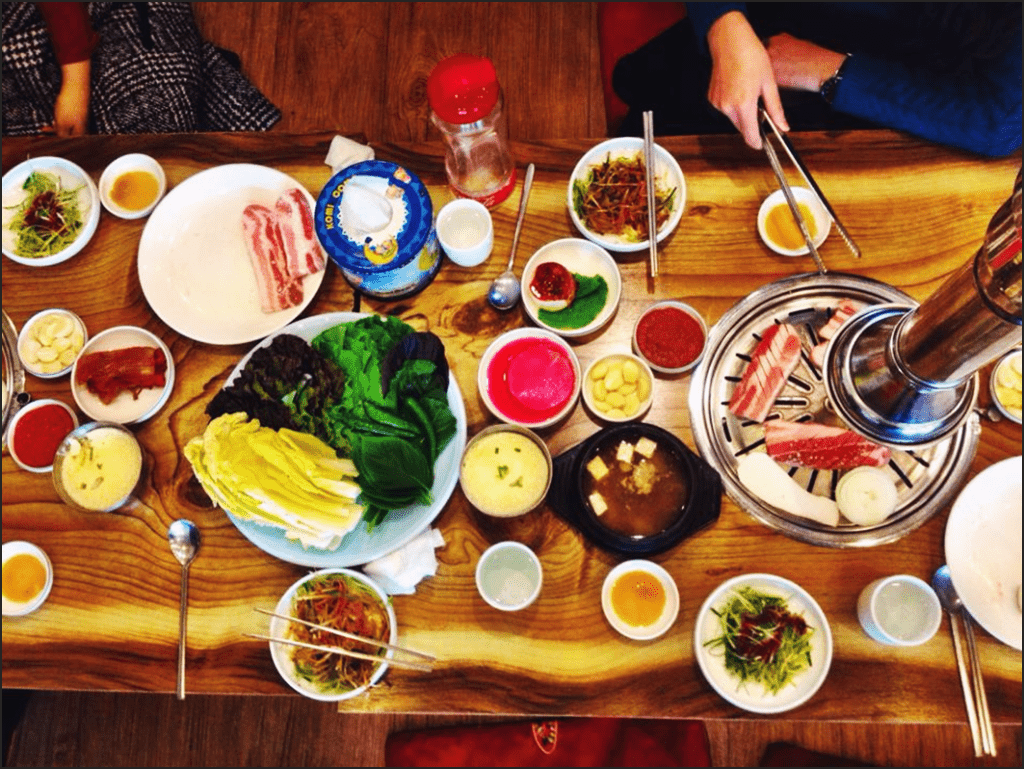 An arrangement of various items for Taiwanese BBQ.